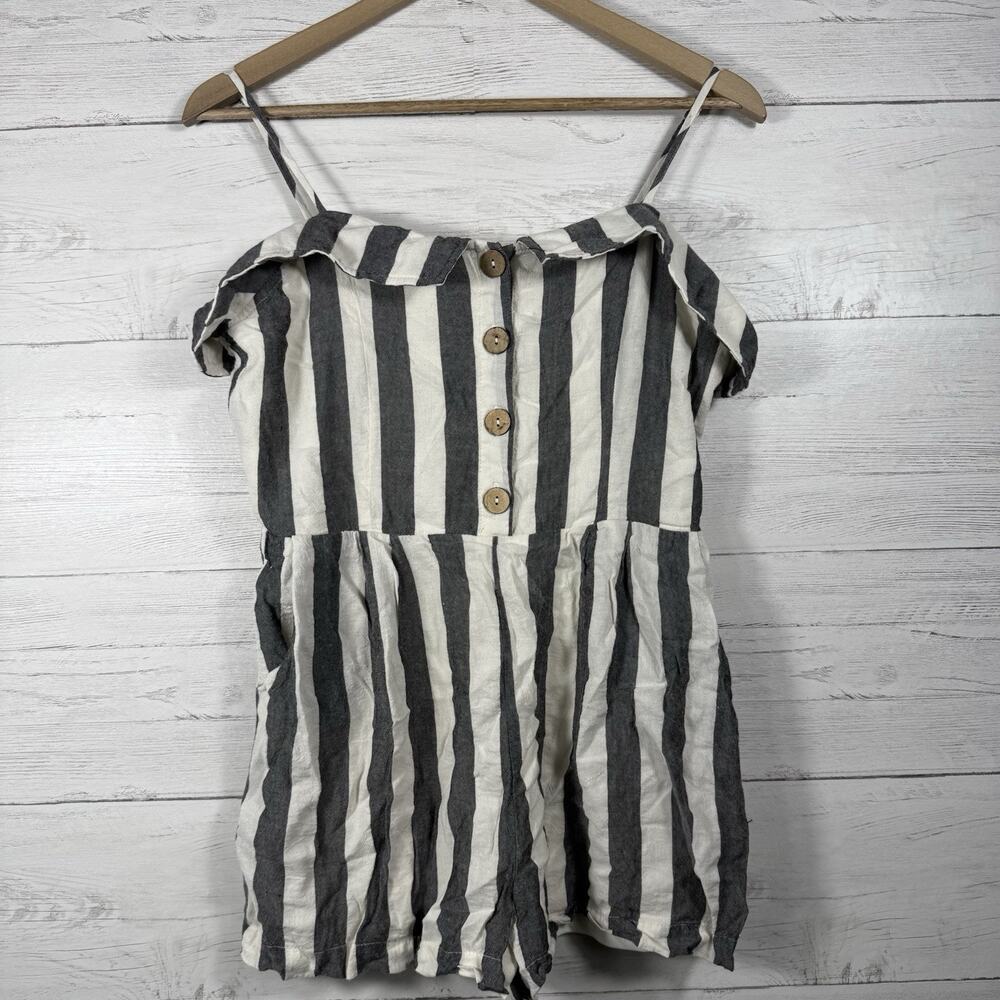 Altard State Womens Size Large Gray White Striped Mini Romper